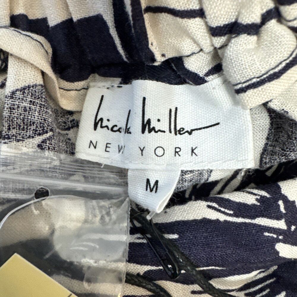 Nicole Miller women’s Seashells Linen Wrap Skirt Size M Navy & Off White - Picture 5 of 15